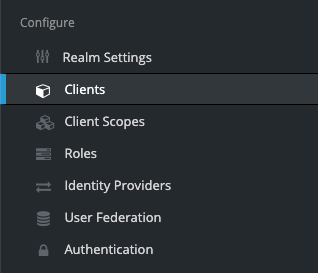 Keycloak Configure Clients Sidebar