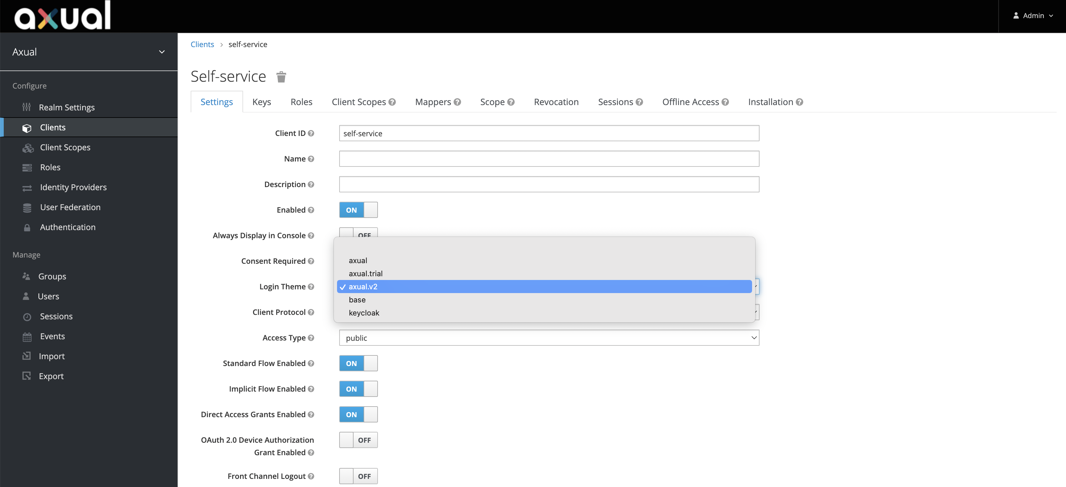 keycloak selfservice login theme