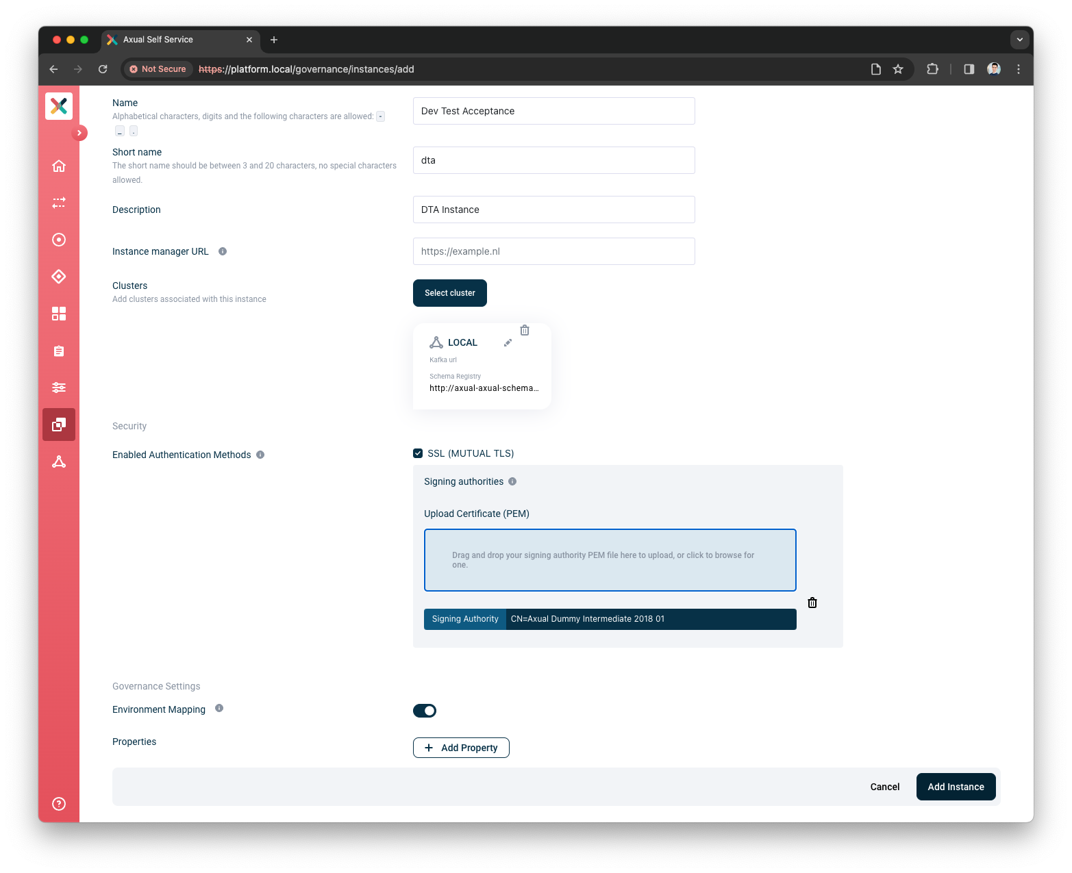 Self-Service Add Instance Security
