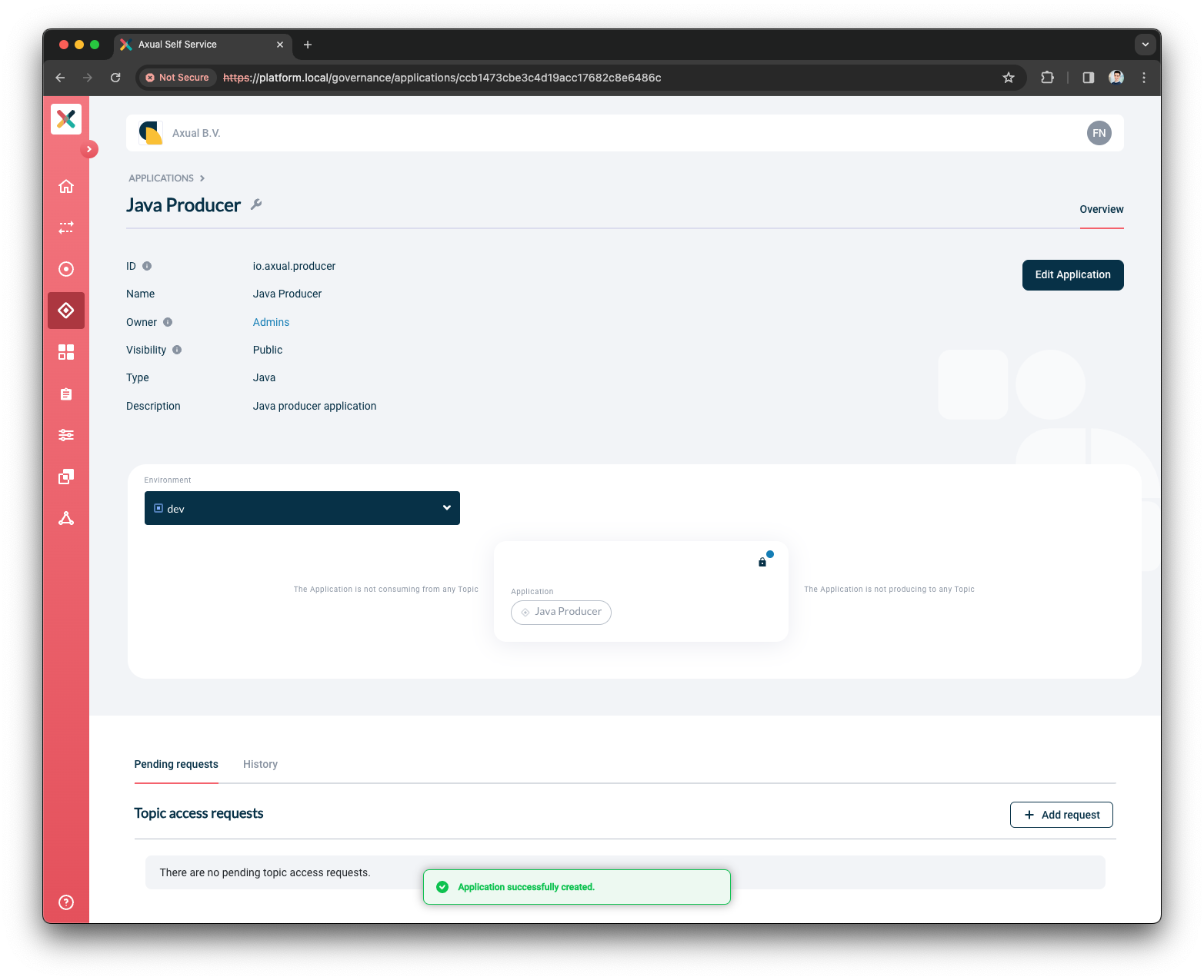 Self-Service Application created