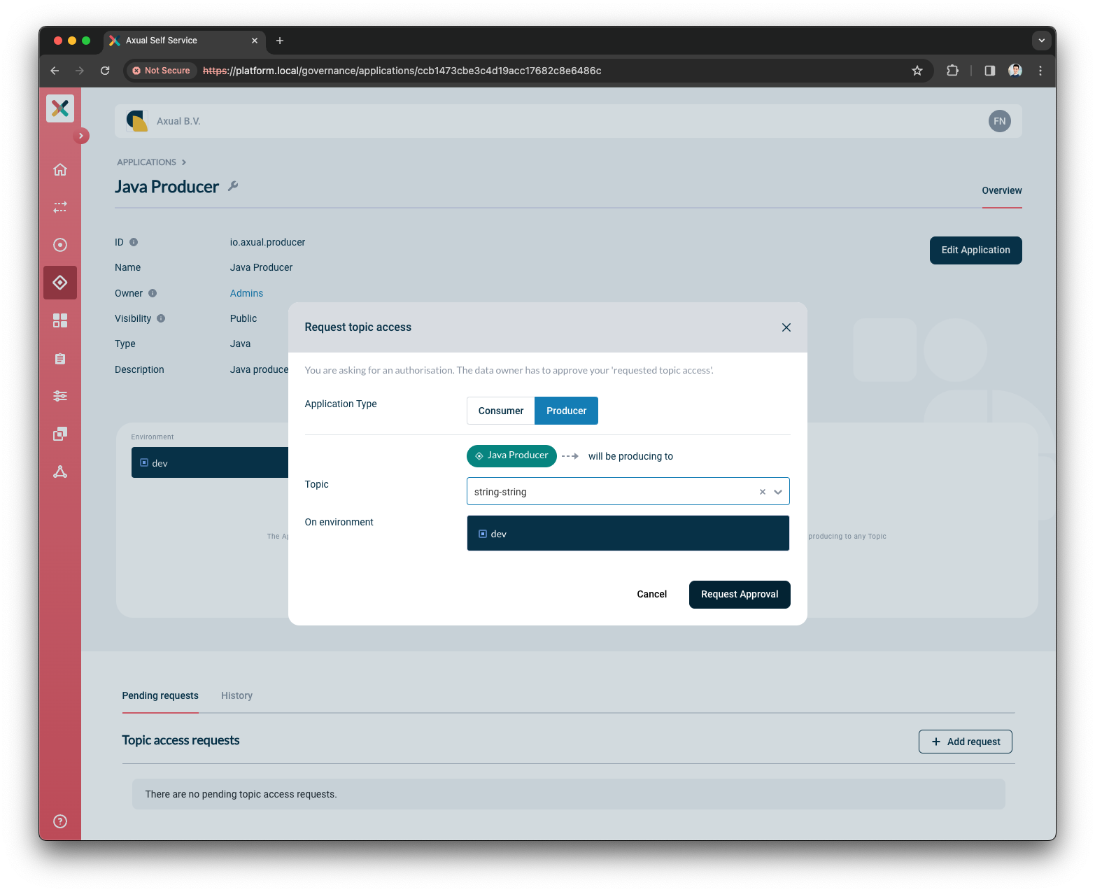 Self-Service Application Access requested