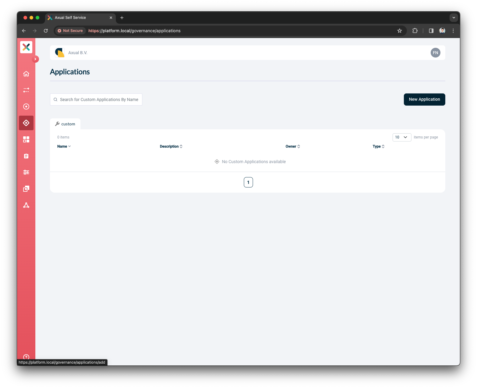 Self-Service Applications Menu