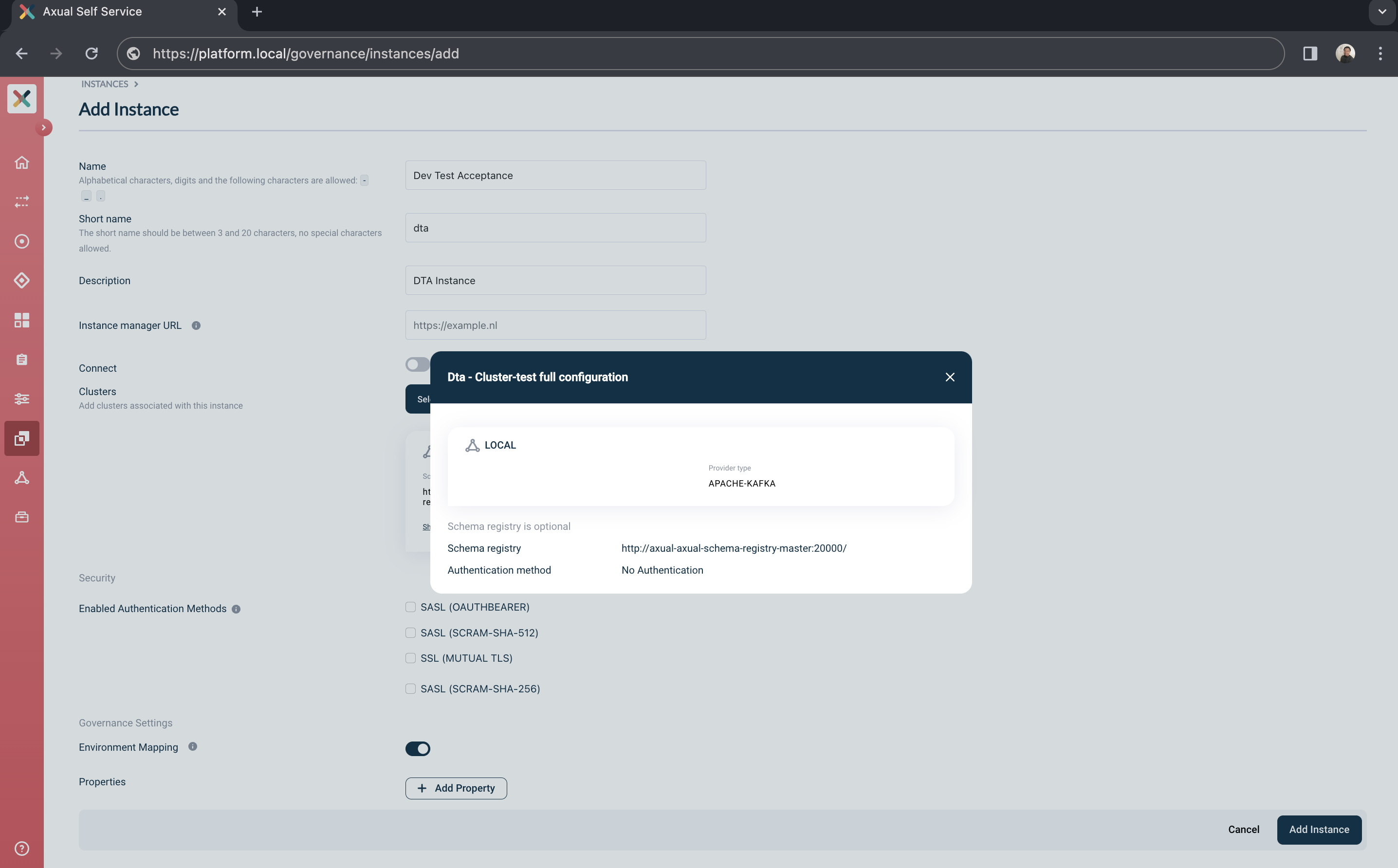 Self-Service View Cluster Full Configuration
