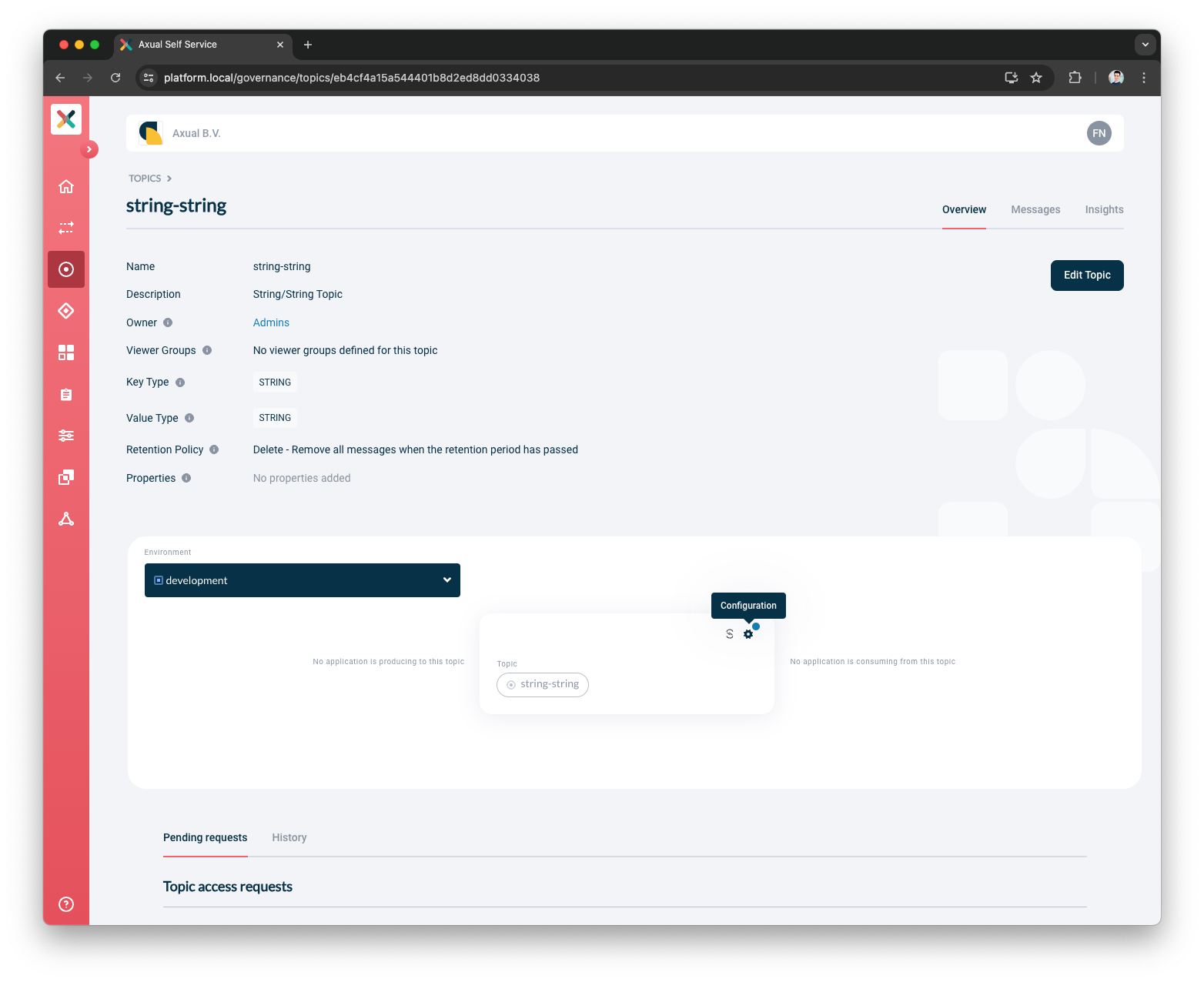 Self-Service Configure Topic modal